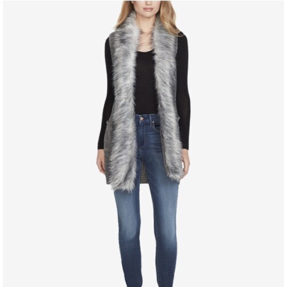 Gray Faux Fur Sweater Vest